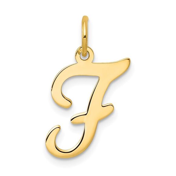Kazi Luxury 14k Yellow Gold Script Letter F Initial Charm - Picture 1 of 3